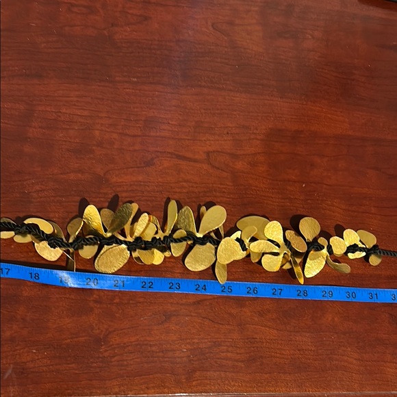 Gold Leaf Coral Necklace with Black Cord - Picture 5 of 8